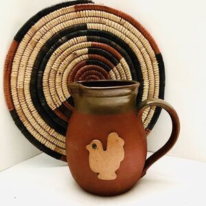 Vintage Handmade Pottery Rooster Pitcher